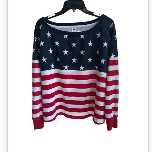 Old Navy Women’s American Flag print Sweatshirt size 1X - Picture 3 of 7
